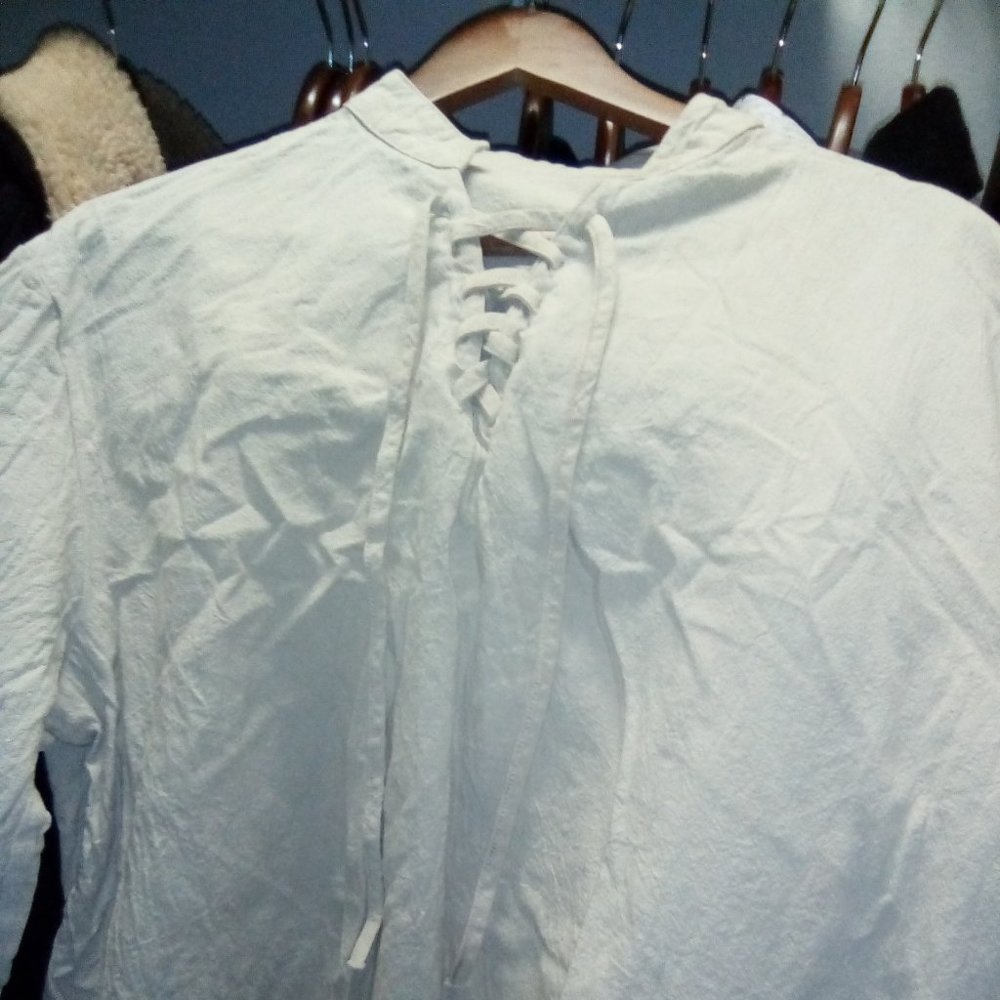 LINEN Natural MEN'S longsleeve Colonial/ pirate style shirt XL